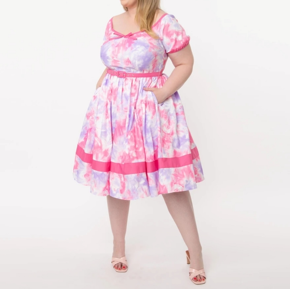 Unique Vintage Hannah Pink and Purple Tie Dye Dress